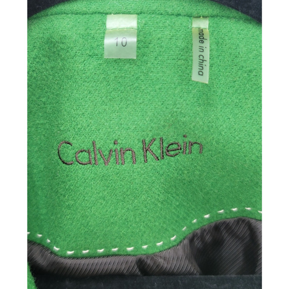 Calvin Klein Green Wool Blend Peacoat Jacket Size 10 Double Breasted NWT - Picture 3 of 6